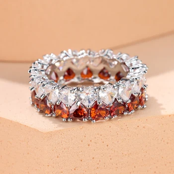 Луксозни Дамски годежни пръстени с камък във формата на сърце за жени сребрист цвят, бели, червени, зелени годежни пръстени с цирконием, бижута на 