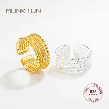 Луксозни пръстени Monkton от 100% 925 сребро, ламинирано оплетка вязаное очарователно пръстен за жени, Открывающееся регулируем пръстен