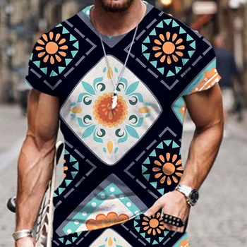 Лятна мъжки/дамски тениски с 3D принтом от африканската етническа тъкан примитивно племе, градинска облекло Оверсайз, индивидуалност