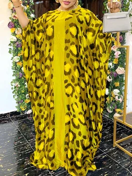 Лятна рокля леопардовым принтом 2023 жени Вонда бохем с дълъг ръкав макси рокли, ежедневни празник на прилеп крило сватбени рокли чанта