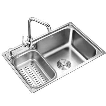 Мивка Кухненска 304 неръждаема стомана с един канавката, интегрирана удебелена мивка за миене на съдове, аксесоари за кухненски мебели