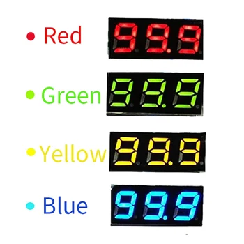 Мини-Дисплей Волтметър за постоянен ток, 3-Кабелен Тестер за Напрежение dc 0-100 В 10ШТ 0,28-Инчов Led панел 4 Комбинирани Цветове