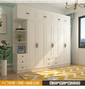 Модерен гардероб мебели за спалня в европейски стил дървена монтаж на шкафове от масивно дърво