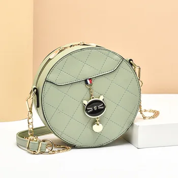 Модерен дамски малка кръгла чанта, благородна класическа чанта Lingge, луксозна марка дизайнерска чанта през рамо, лесна чанта