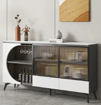 Модерен и минималистичен маса за хранене, гардероб, винен шкаф за хол, кухненски шкаф за съхранение, лесен луксозен шкаф за приготвяне на чай и вода