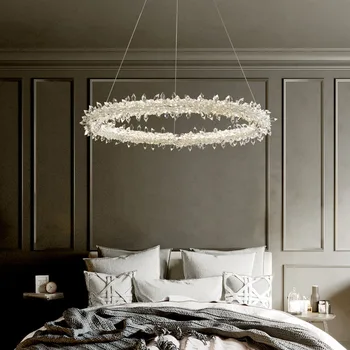 Модерна led полилей за хола Спални, таван с полилей в скандинавски стил с хрусталем, домашно вътрешно осветление, Луксозен интериор, окачена лампа