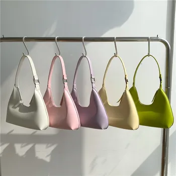 Модерна дамска чанта от еднакво изкуствена кожа корейската версия 2022, нова чанта на рамото Ins, женствена чанта от висок клас, чанта за подмишниците