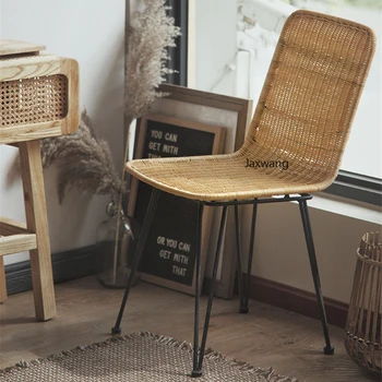 Модерни трапезни столове Просто оплетка стол и за малко у дома с творческата облегалка, дизайнерско Ins, уважаеми стол за почивка в спалнята, единична маса за хранене, стол