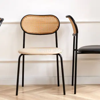 Модерни трапезни столове от ратан Метални домакински скандинавските творчески трапезни столове Домакински мебели за дома, Muebles De Cocina WZ50DC