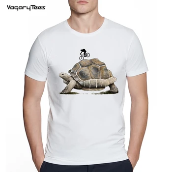 Мъжки Креативна байк-опаковка с принтом на гигантска костенурка Aldabra, Тениска с къс ръкав, Хипстерские Върхове с кръгло деколте, Готина тениска Desgin