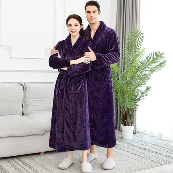 Мъжки зимни удължен дебел топъл фланелевый мек вълнен плат халат, мъжко луксозно кимоно, халат за баня, дамски секси кожени рокли, мъжки халат