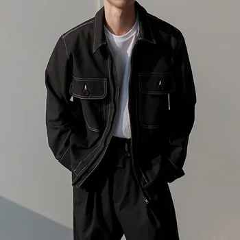 Мъжки яке, есен нов мъжки свободен топ с корейската версия на тренд ежедневни якета-cargo