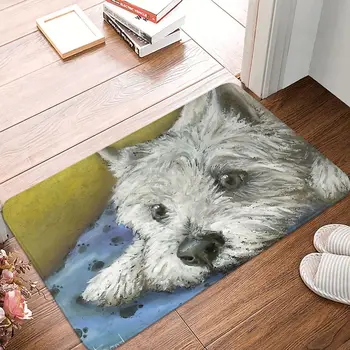 Нескользящий килим Daydreaming Westie Dog Doge, подложка за спални, подложка за баня, Добре дошли декоративен мат