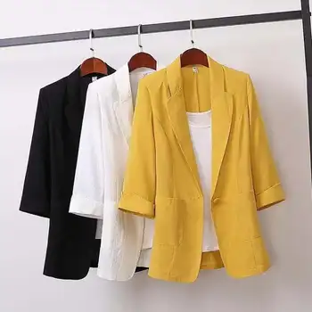 Нови Летни корейски ежедневните си палто, свободни дамски блейзери, тънка офис дамски връхни дрехи размер Оверсайз 4XL, женски основно палта и якета KE1130