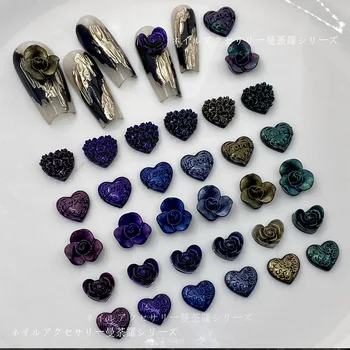Окачване за дизайн на ноктите Love Heart Rose Flower, 3D Бижута, кристали, ретро Детайли, кристали и аксесоари за маникюр, търговия на Едро