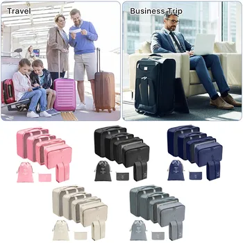 Опаковъчни кубчета за пътуване, 7 бр., определени пътни кубчета, сгъваема куфар-органайзер, лека чанта за съхранение на багаж, за съхранение на дрехи