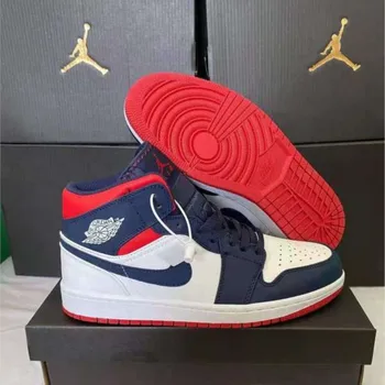 Оригинални Мъжки баскетболни маратонки Nike Air Jordan 1 Унисекс 2022 година, Бели Удобни спортни обувки с висок берцем За улицата 555088-140