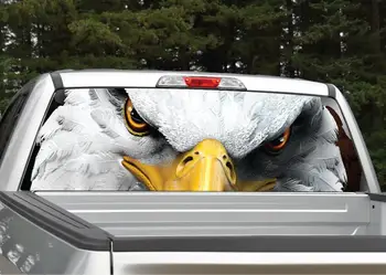 Патриотическая графична стикер на задното стъкло на камиона спорт ютилити превозно средство с очите белоголового орлана (перфорирана)