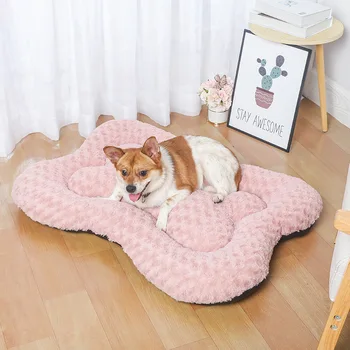 Подложка за домашни любимци Bonzerpet от розово кадифе, плюшен възглавници за кучета, Легло за котки под формата на костите