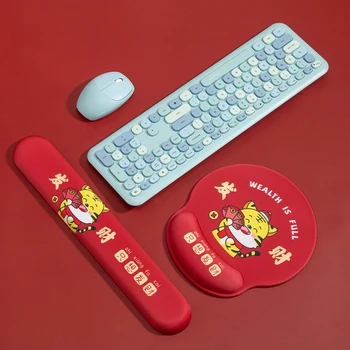 Подложка за мишка с ефект на паметта за китките, червен, Кавайный, скъпа, ергономичен дизайн, силикон, противоскользящий, за геймърите, които пишат, стандартните мишки