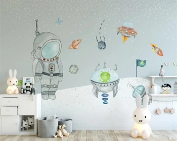 Потребителски тапети Ръчно рисувани космическа вселена, на фона на детската стая стенни рисувана Карикатура 3d тапети от папие-маше