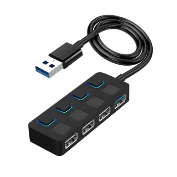 Преносим 4-портов USB хъб 3.0 с удължен кабел за трансфер на данни USB-хъб за MacBook за Surface Pro за Mac Mini мобилен твърд диск за Mac Pro