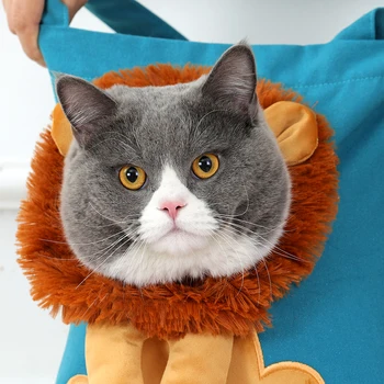 Преносима чанта за домашни котки Expose The Cat ' s Head Дизайн Лъв, Чанта за Носене, Дишаща Чанта за котки, Чанти за Рамо за домашни любимци с Предпазни Светкавици
