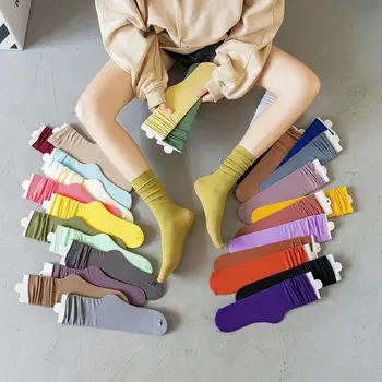 Пролет-лято тънки кадифе свободни чорапи Прости дамски чорапи Сладки Чорапи обикновена дишащи дълги чорапи Harajuku High Socks