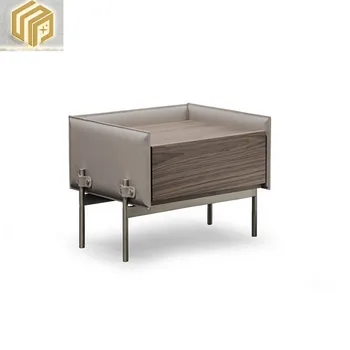 Проста модерен лукс в скандинавски италиански стил, изчистен нощни шкафче за спалня, шкаф за съхранение, нощни шкафче от седельной на кожата