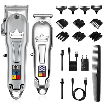 Професионална машина за косене на косата Surker, мъжки нож за коса, 2 пишеща машина, електрическа безжична машинка за подстригване за коса за фризьорски салон, зареждане чрез USB