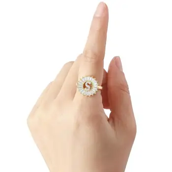 Регулируеми Открити пръстени с буквите A-Z, за жени, приятели на семейството, Смислени 26 Начални очарователни пръстени с цирконием, годежни пръстени