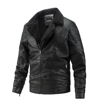 Руното есенна кожено яке, за мъже тънка яке от изкуствена кожа с висока яка, модерно мотоциклетное ежедневното палта, мъжко мото-байкерское кожени палта