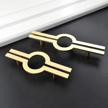 С висококачествена дръжка от с сплав в китайски стил, дръжката е от матово злато, дръжка чекмедже на гардероба, врата копчето, полумесец в китайски стил