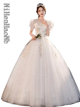 Сватбена рокля за жените, сватбени рокли дантела, рокля на принцеса булка, Vestido De Новия
