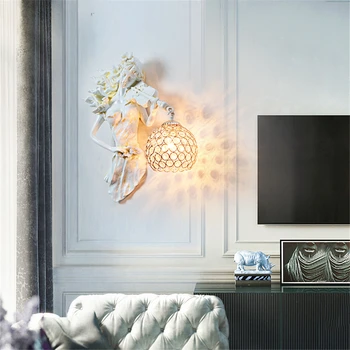Скандинавски led монтиран на стената лампа, Хол, спалня, диван, ТЕЛЕВИЗОР, фон, с монтиран на стената лампа, осветление за интериор, модел от смола, художествени кухненски приспособления