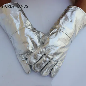 Утолщающие Ръкавици от алуминиево фолио, резултати при висока температура Ръкавици от телешка кожа, топлоизолационни, работни ръкавици със защита от радиация, кухненски ръкавици за фурна