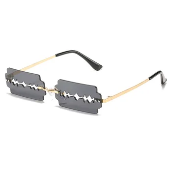 Фестивални правоъгълни Слънчеви очила без рамки, женски тенденция индивидуалност, Уникално Острието на бръснач, забавни слънчеви Очила за подиум, вечерни очила в стил хип-хоп