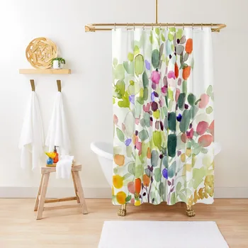 Цветен акварел с листенца от Сю Зипкиншоу, Завеса за баня, душ Завеса за баня