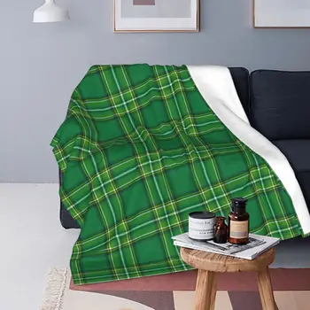 Щастливи зелени каре одеяла, фланелевое ирландски Одеяло на Деня на Св. Патрик, Меко покривало за легло при пътуване в самолет, подложка за легло
